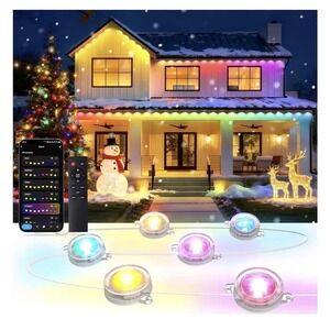 SUNLINKCO Dream Color Eave Lights 50FT RGB Smart WiFi Outdoor IP67 Alexa Google
